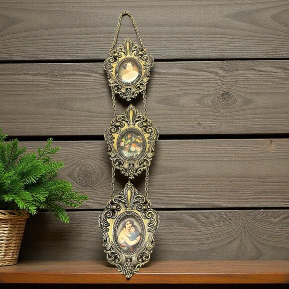 Vintage Triple Hanging Portrait Frame, Victorian Baroque Style - Picture 2 of 8